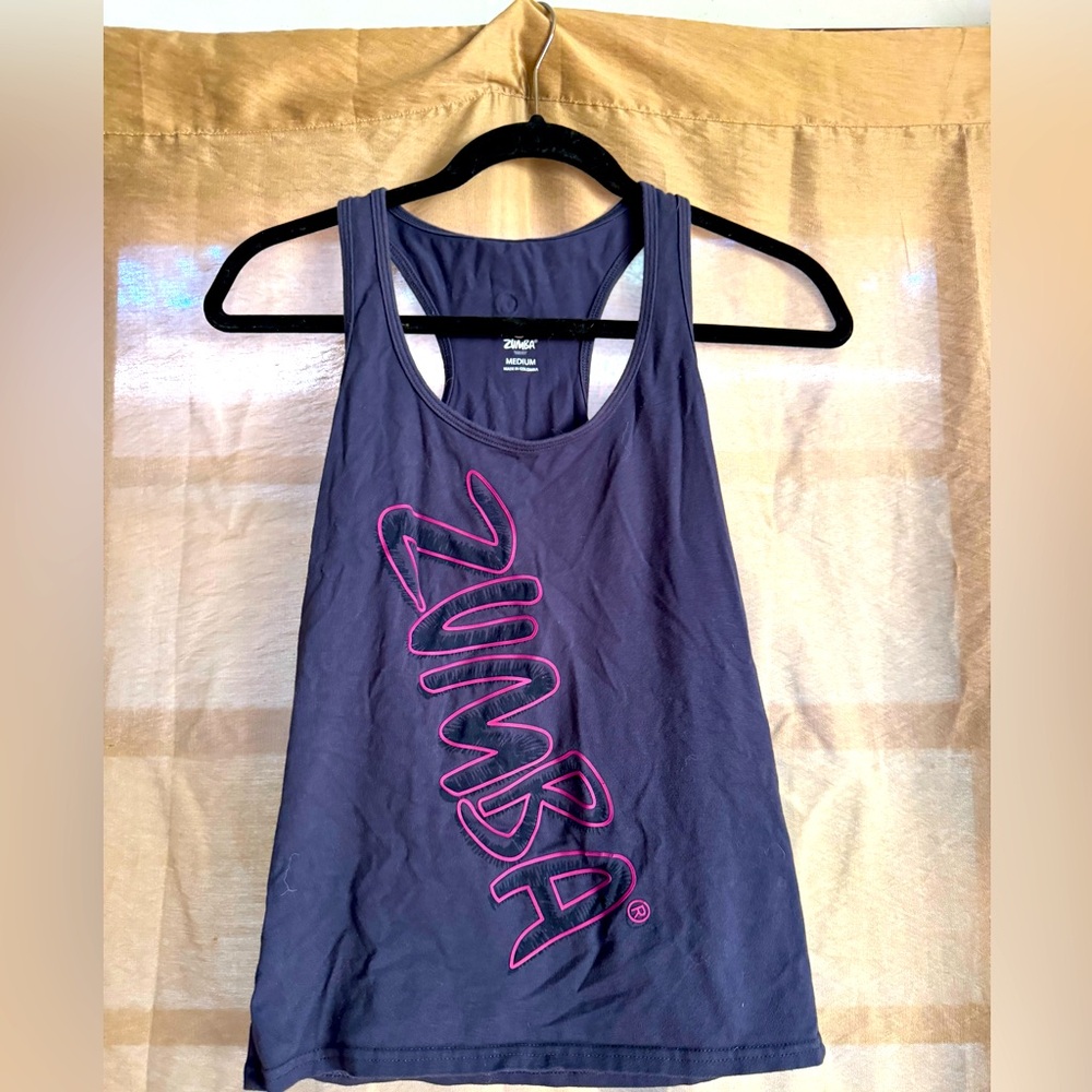 Zumba Fitness Racerback Tank Top Medium Purple with Pink Logo